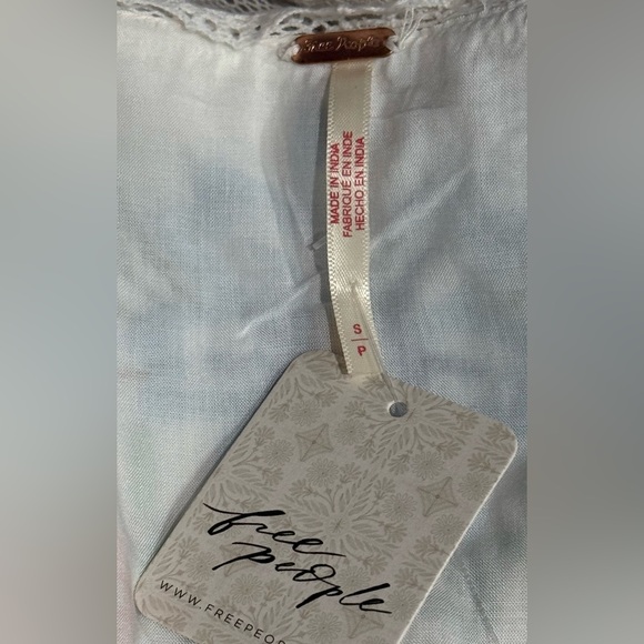 NWT FREE PEOPLE Willow Embroidered Open Back White Cottagecore Mini Dress Small - Picture 8 of 9